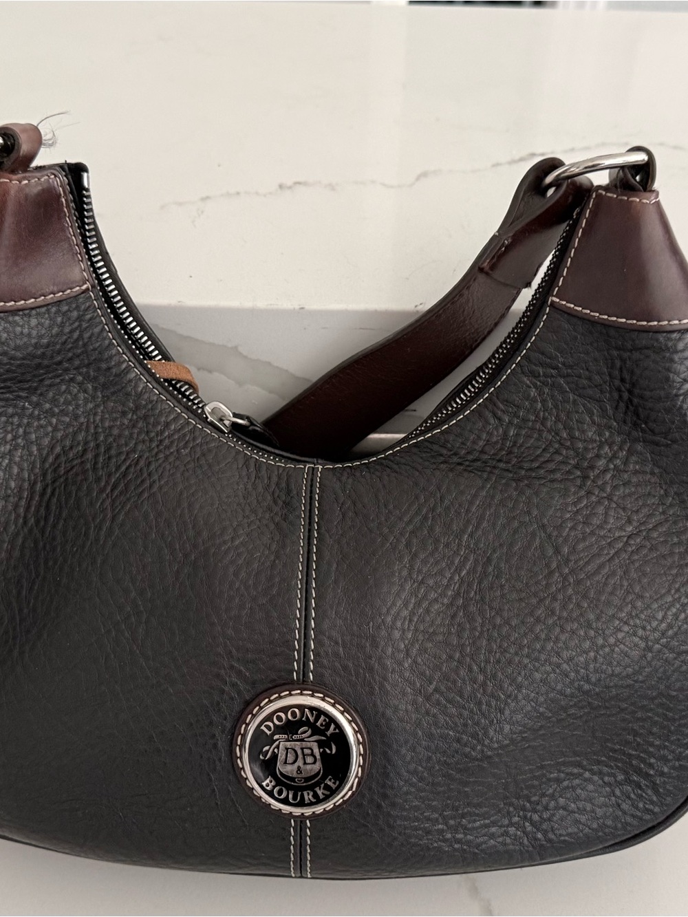Dooney & Bourke Dark Brown Pebbled Leather Hobo